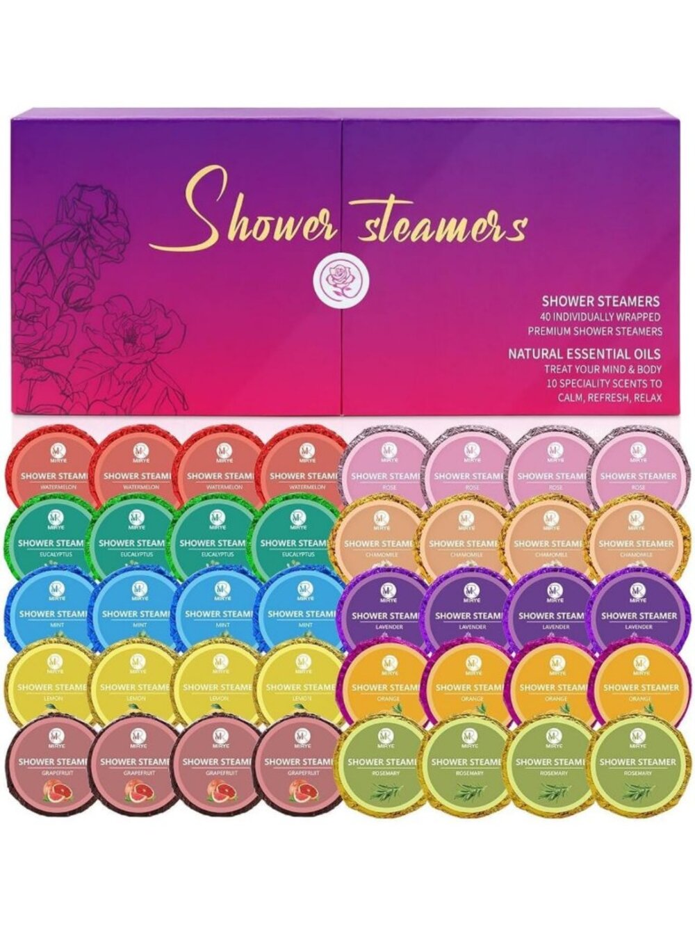40 Shower Steamers Bath Bombs - Aromatherapy Gift Set for Relaxation & Self-Care